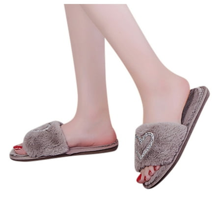

Cathalem Non-slip Warm Home Crystal Love Slippers Floor Pattern Women s Shoes Indoor Women s slipper Glitter Slippers for Women Brown 8.5