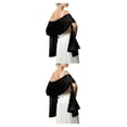thumbnail image 4 of Qarigey Ceremonia de boda Bola de baile Mujeres Satén Chal Niñas Fiesta de noche Baile de graduación Bufanda decorativa elegante Diseño Negro 2piezas, 4 of 6