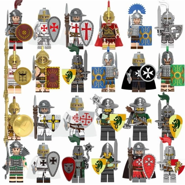 Colección de 24 Mini Figuras de Guerreros Romanos – Set de Acción de Bloques de Construcción, Juguete Ideal para Niños