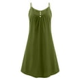 thumbnail image 1 of Innerwin Robes à Bretelles Spaghetti Robe Courte Mini Robe de Soirée Boutonnée Ample Robe Trapèze Vert Armée 4TG, 1 of 5