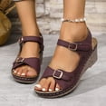 thumbnail image 4 of Viluyesy Women's Wedge Sandals, Soft Sole Adjustable Buckle Open Toe Comfortable Fashion Shoes Wine 7, 4 of 7