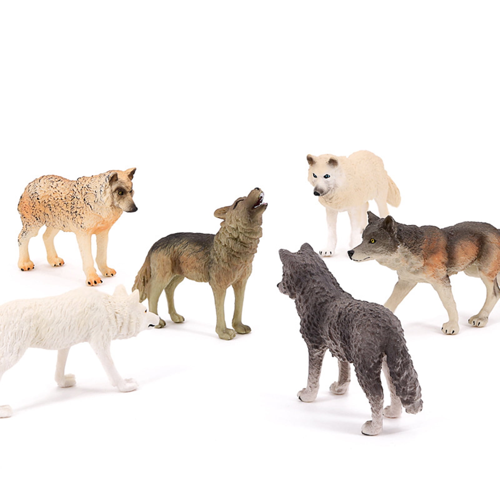 Wolf Toys Animal Toys VOLNAU 7PCS Wolf Figurines Zoo Pack for Toddlers Kids 
