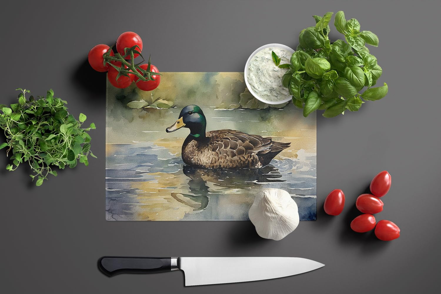 Black Duck Glass Cutting Board 12 in x 15 in