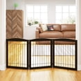 thumbnail image 4 of 72” Extra Wide Dog Gate for The House, Doorway, Stairs, Freestanding Foldable Wire Pet Gate, Pet Puppy Safety Fence,30" Height (Espresso, 3 Panels), 4 of 5