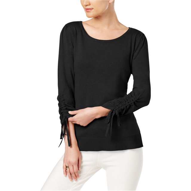I.N.C Womens Drawstring-Sleeve Pullover Sweater, Black, X-Large