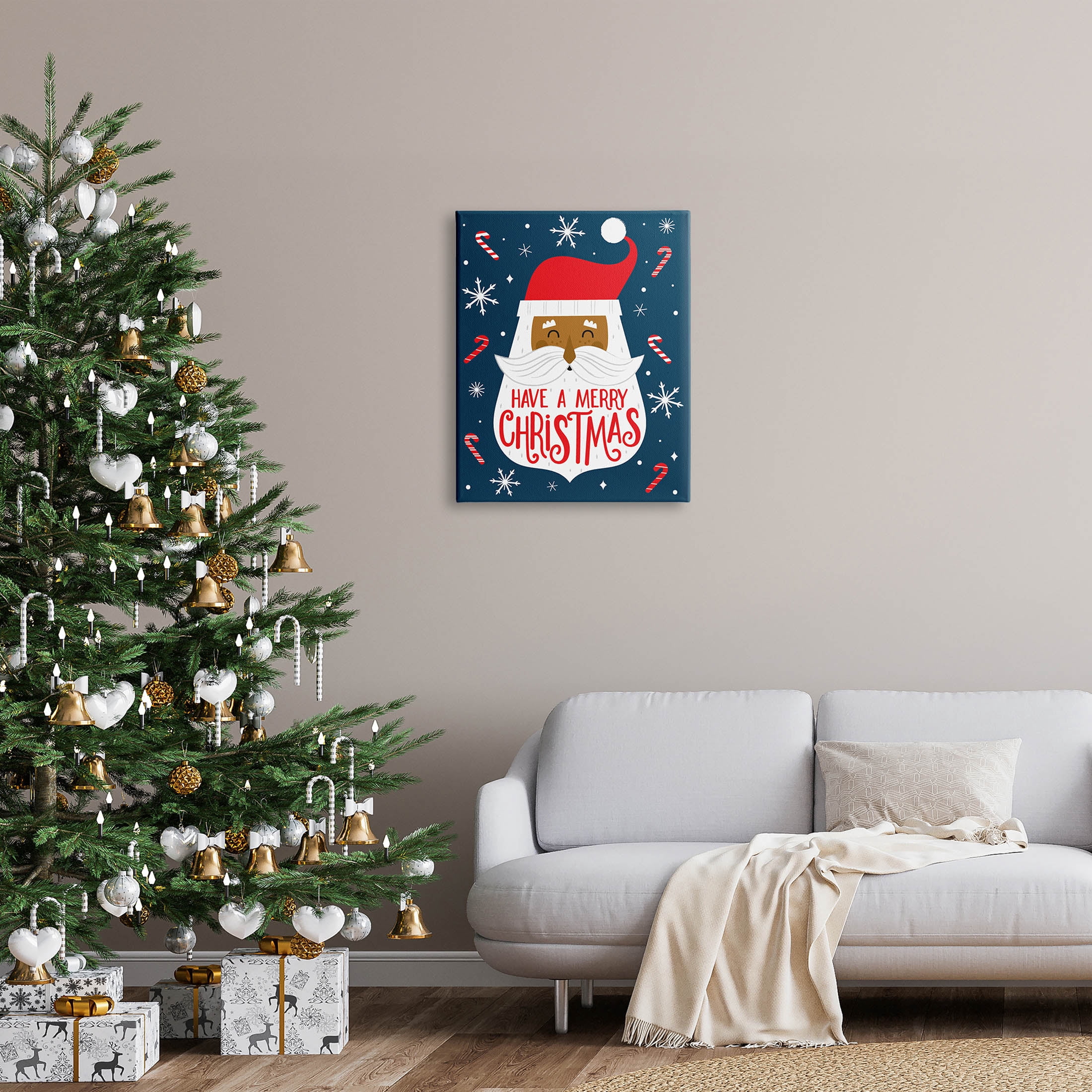 Have Merry Christmas Patterned Santa Holiday Graphic Art Gallery Wrapped Canvas Print Wall Art