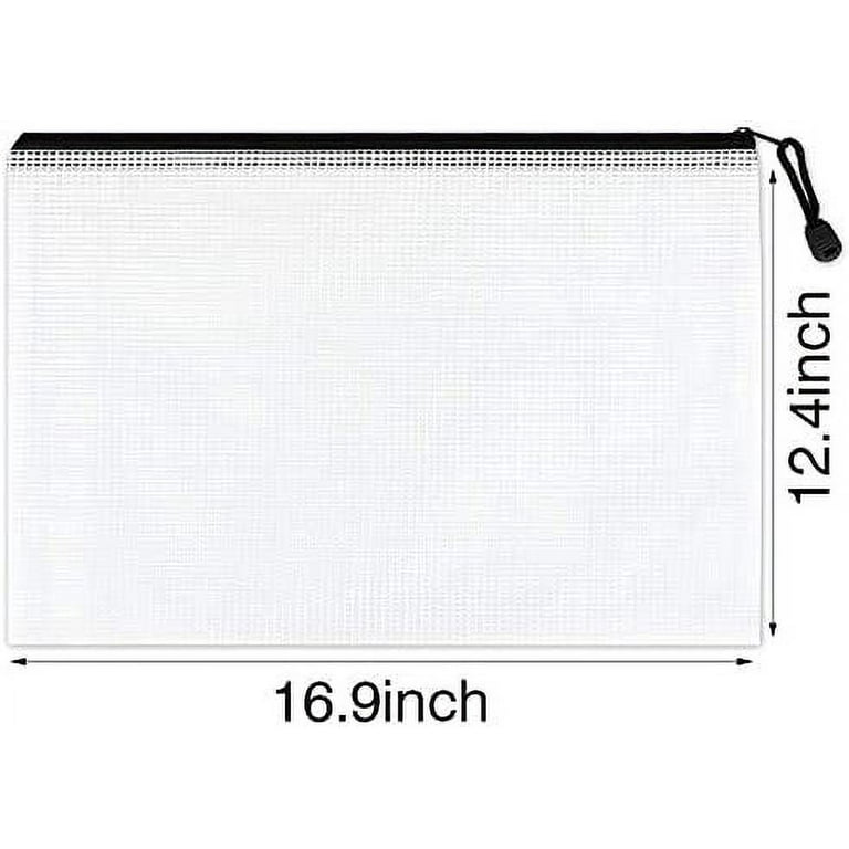 Mesh Zipper File Pouch, A4 Letter size, White Translucent Document Bags with Black Zip, 18 Pcs by Mifflin-USA, Size: 13.39 inch x 9.45 inch