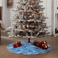 thumbnail image 6 of Halloween Christmas Tree Skirt - Blue fish print 30 Inches Christmas Tree Skirt for Halloween Holiday Indoor Home Christmas Tree Decorations with Three Ribbons, 6 of 7