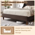 thumbnail image 5 of Full Size Upholstered Platform Bed Frame, Modern Bed Frame with 44.88" Tall Headboard Wingback, Storage Space & Linen, Strong Wooden Slats, No Box Spring Needed, Noise-Free, Easy Assembly, Brown, 5 of 9