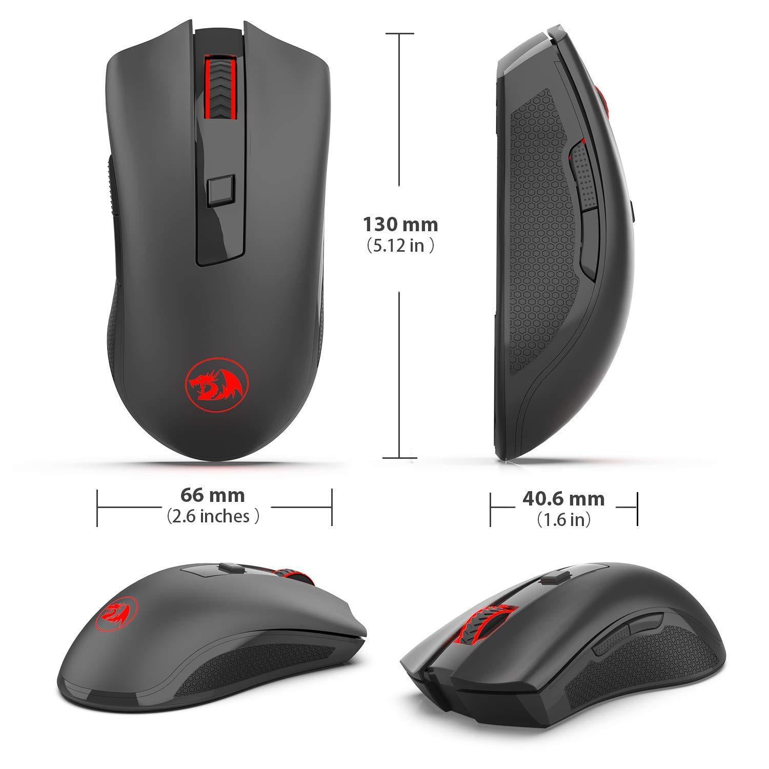Redragon M653 MIG Optical 2.4G Wireless Mouse with USB Receiver PC Macbook 6 Buttons for Desktop Laptop Notebook Computer Protable Gaming & Office Mice 5 Adjustable DPI Levels