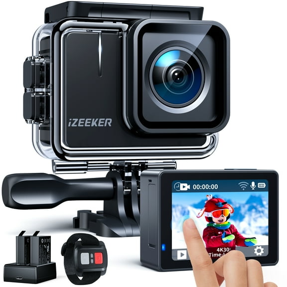 Action Camera 4K 20MP with External Microphone PC Webcam WiFi Vlogging Cam Waterproof Camera