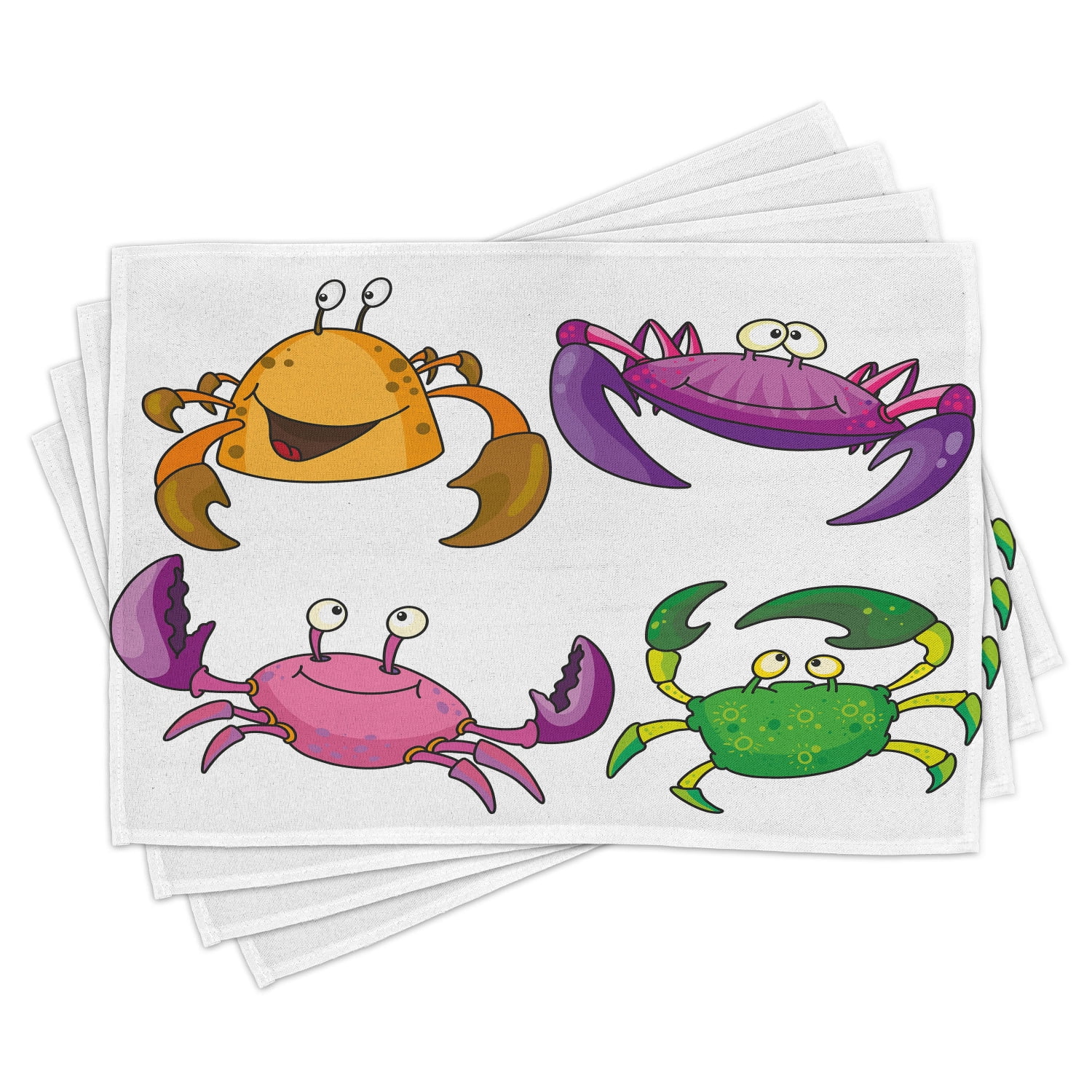 Crabs Placemats Set of 4 Children Kids Theme Illustration of Funny