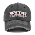 thumbnail image 6 of AJGRHE Distressed Baseball Cap With 3D Embroidery Unique Washed Denim Hat For Daily Casual Outdoor Hiking Black One Size, 6 of 9