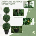 thumbnail image 4 of HOMCOM 3.3FT Artificial Boxwood Topiary Trees Fake Plants Set of 2, Green, 4 of 9