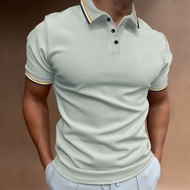 Chemises à Manches Courtes pour Hommes, Chemises Décontractées à Manches Courtes pour Hommes, T-Shirt Décontracté pour Hommes Couleur Unie Col Rabattu Hauts à Manches Courtes Blouse