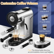 ILAVIE Espresso Machine 20 Bar, Steel Silver Espresso Coffee Maker with Milk Frother Steam Wand, 1L Water Reservoir, New