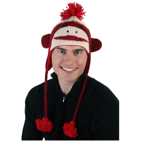 Adult Red Cute Sock Monkey Hat