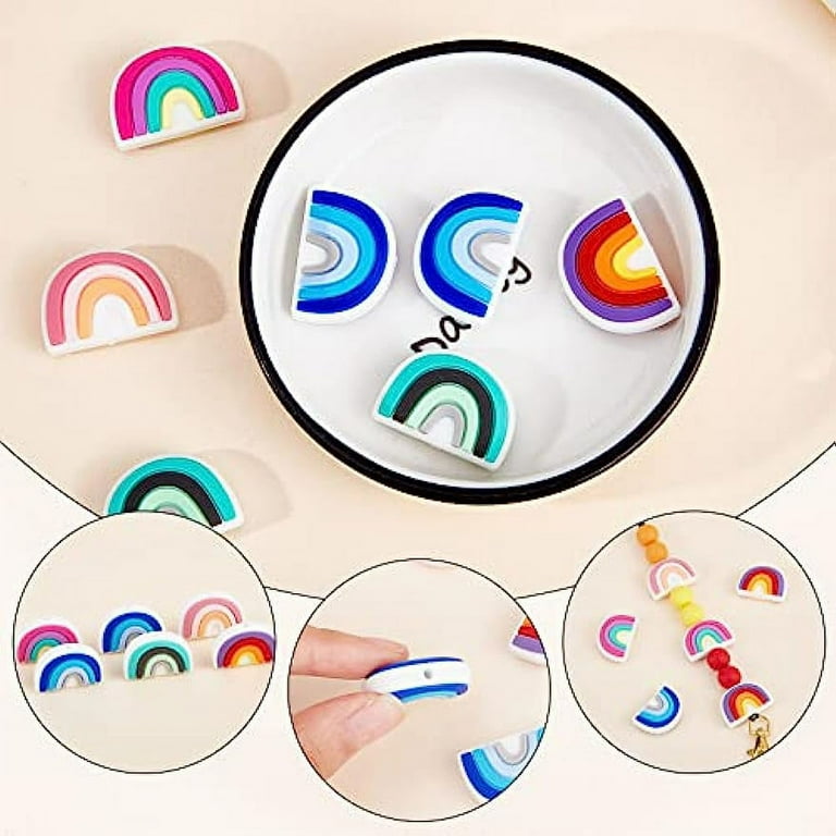 Silicone Beads Rainbow Shape Double Sided Soft Spacer Loose Chunky