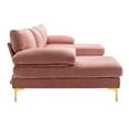 thumbnail image 5 of 110" U-Shaped Sectional Sofa, 4-Seater Modular Sofa Couch with Double Chaises, Velvet Accent Sofa with Golden Metal Legs & Armrest Pillows, for Living Room, Apartment and Office,Pink, 5 of 8