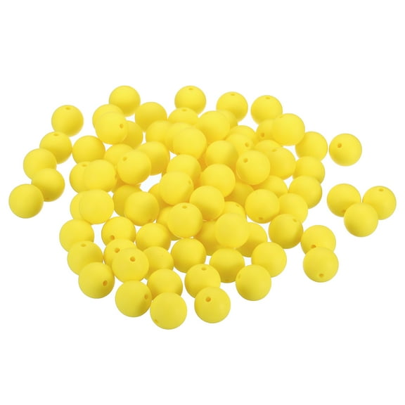 15mm Silicone Beads, 100PCS Silicone Beads Bulk Spacer Beads Focal for Pens Keychain Bracelets, Yellow