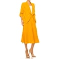 thumbnail image 3 of Women's 2-Piece Open Front Blazer and Matching Midi A-Line Skirt Set Mustard S, 3 of 7