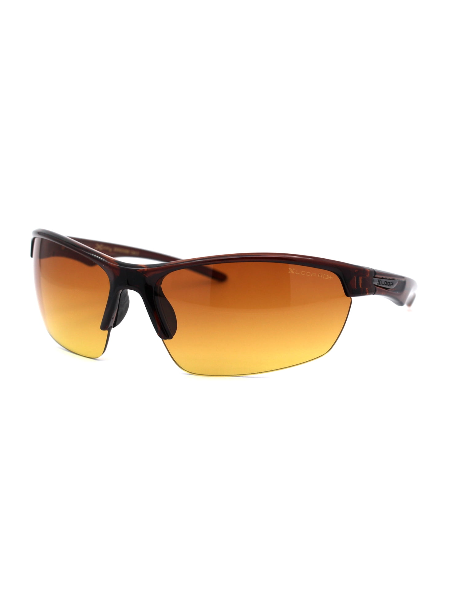 XLoop Xloop Mens Amber HD Lens Baseball Half Rim Warp Sunglasses All
