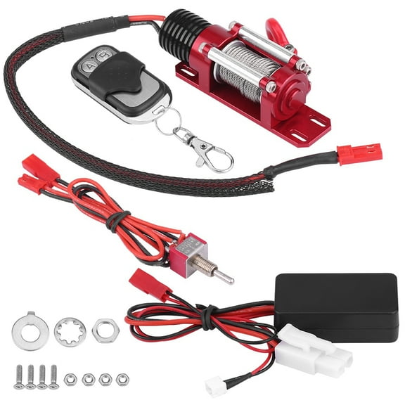 LYUMO RC Winch With Remote Controller, RC Crawler Winch,1/10 Scale RC Model Vehicle Crawler Car Accessory Metal Winch