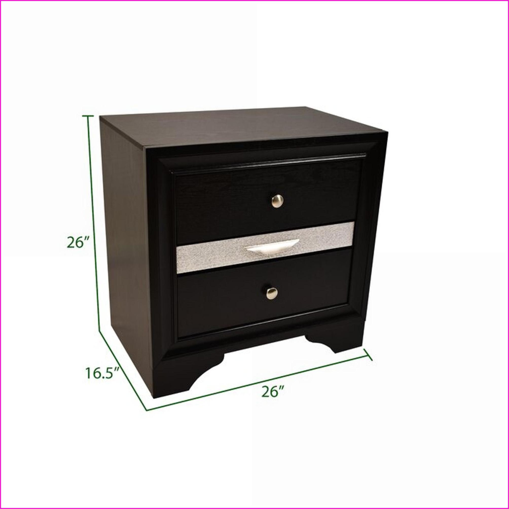 Bedroom Set for Master/Guest Room, Traditional Queen 4 PC Storage in Black Engineered Wood | Black | Wood