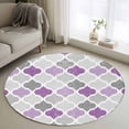 thumbnail image 2 of Round Area Rug-3ft Purple Grey Morocco Lattice Non Slip Washable Circle Carpet Soft Large Floor Rugs for Living Room Bedroom Nursery Office, 2 of 9