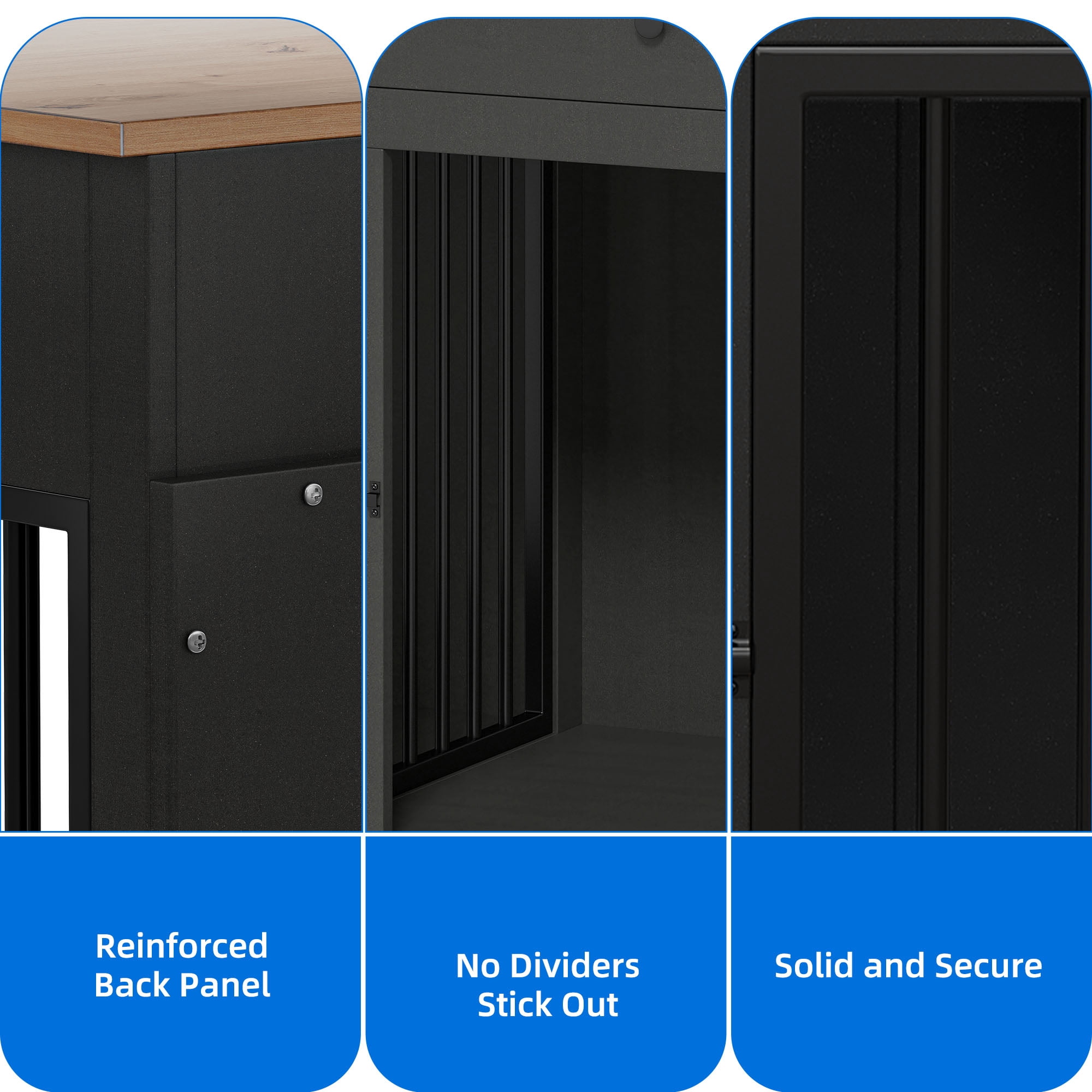 Dextrus 60" Large Double Door Dog Crate Furniture with Locks, Indoor Dog Cage Table with Removable Divider & 2 Storage Drawers, Black