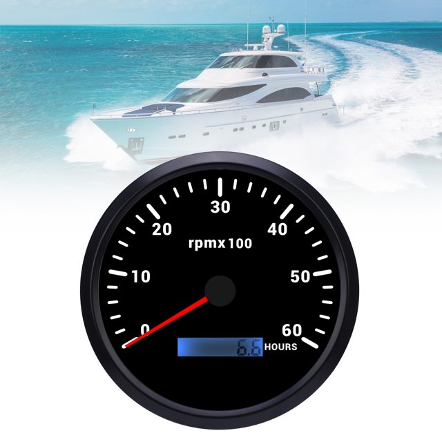 110mm 4 3/8in Tachometer 7 Color Backlight Gauge with Hour Meter for Truck Car Boat