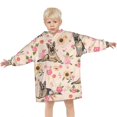 thumbnail image 3 of Shepherd Dog and Flower Floral Blanket Hoodies for Kids 6-13YR Oversize Wearable Blanket Hoodies for Boys Girls Teens, 3 of 7