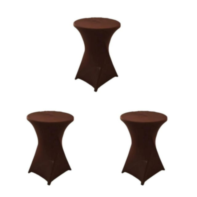 Thinsony Stain-resistant High Foot Bar Cover Stretch Round Tablecloth For Easy Wash Stretch High Table Cover light brown 3Set