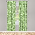 thumbnail image 2 of Ambesonne Botanical 4-Panel Curtains, Evergreen Oak Leaves Art, 56"x84", Lime Green White, 2 of 4