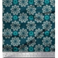 thumbnail image 1 of Soimoi Blue Moss Georgette Fabric Artistic Flower Mandala Print Fabric by Yard 42 Inch Wide, 1 of 3