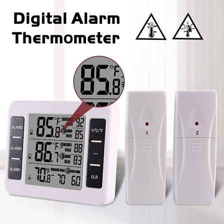 Wireless LCD Weather Station Temperature Thermometer 2 Sensors Alarm Luminou Digital Clock Indoor Outdoor Barometer Humidity Thermometer