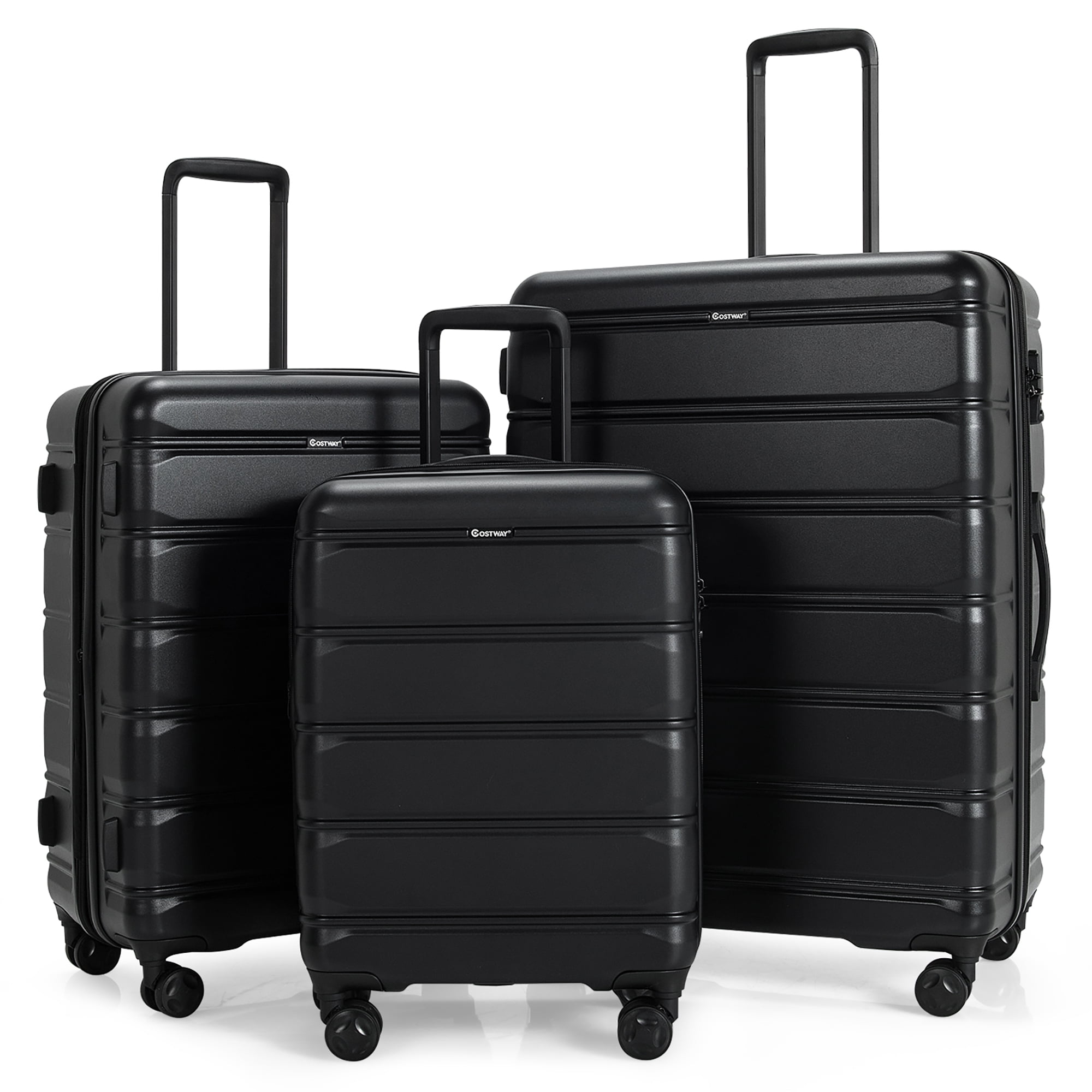 Costway 3 Piece Hardshell Luggage Set Ex pandable Suitcase w/ TSA Lock ...