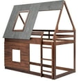 thumbnail image 5 of House-shaped Twin Bunk Bed In Oak & Smoky Grey - Roof, , 2 Windows Wood Construction For Bedroom, 5 of 6