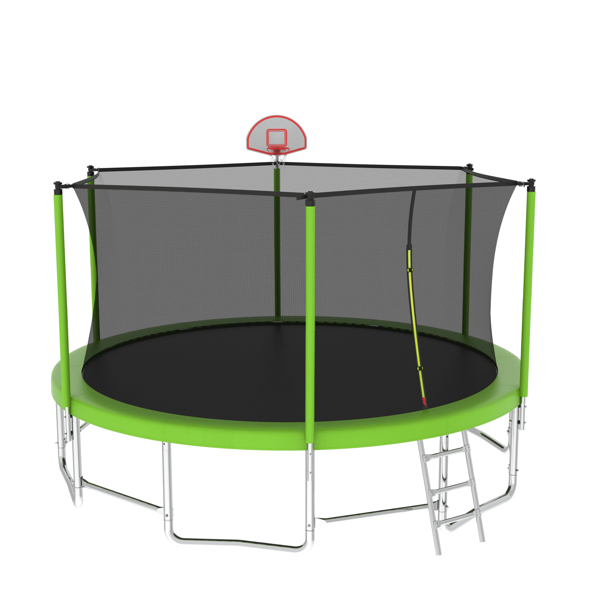 Leumius 16FT Trampoline with Basketball Hoop,Heavy-Duty Outdoor Trampoline with Enclosure Net,Upgraded Kids Recreational Trampoline for Kids and Adults,Green
