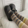 thumbnail image 6 of Yuanlong Unisex Striped Crew Socks Color Block All-Season Socks Soft Stretchy Stylish Minimalist Holiday Hosiery, 6 of 6