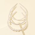 thumbnail image 3 of ZHAOCHENG TresPCSWhiteFashionBeadsdiadema de mujer, anillos para el cabello con cuentas, tocado sólido, accesorios para el cabello para uso diario de las mujeres, 3 of 5