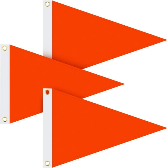 ABPETE 3 Pieces Nylon Pennant Flags Triangle Boat 12 x 18 Inch Blank Flag Metal Grommets for Boats Sailing Outdoor Home Indoor Gyms Businesses Party Decorations(Orange)
