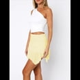 thumbnail image 4 of Falda Corta Plisada con Volantes Y2K de Encaje de Tiro Bajo para Mujer, Falda Asimétrica Holgada, Falda de Media Falda de Hada. Amarillo M, 4 of 7