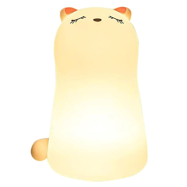 Gato De Dibujos Animados Luz Nocturna De Silicona Suave Y Linda Carga Usb Pat Light Interruptor De Control Táctil Luz Led Atmósfera Lámpara De Mesa Con Múltiples Luces Para El Dormitorio sonducket HA021369-00