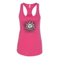 thumbnail image 2 of Wild Bobby Radiating Sun Puff Print Fashion Ladies Racerback Tank Top, Raspberry, X-Large, 2 of 6