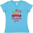 thumbnail image 3 of Inktastic Merry Christmas Ya'll with Red Car and Tree Women's V-Neck T-Shirt, 3 of 5