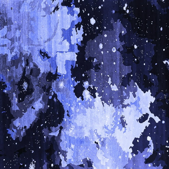 Ahgly Company Machine Washable Indoor Square Oriental Blue Industrial Area Rugs, 8' Square