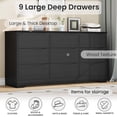 thumbnail image 3 of Wooden Dresser with 9 Drawers, Tall Modern Closet with Deep Storage, Large Chest of Drawers with Wide Top, Long Storage Dresser for Bedroom, Living Room, Hallway, Kids Room, Black, 3 of 8