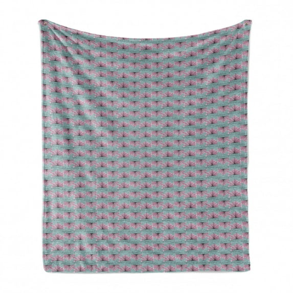 Abstract Soft Flannel Fleece Throw Blanket, Hexagons Formed of Stripes and Streaks, Cozy Plush for Indoor and Outdoor Use, 50" x 70", Pale Blue Pale Pink, by Ambesonne