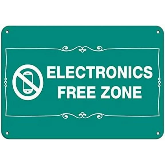 Metal Sign Electronics Free Zone Business No Cell Phones for Outdoor & Indoor 8"x12"